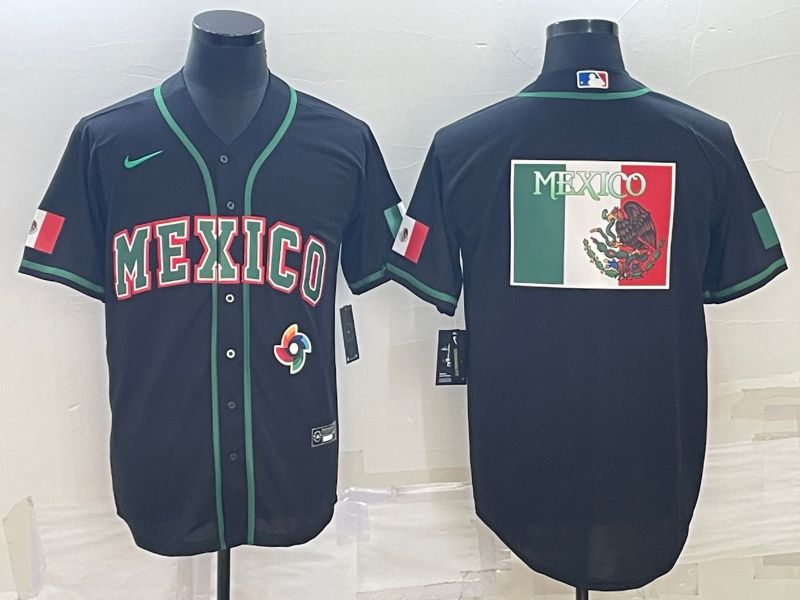 Men 2023 World Cub Mexico Blank Black Nike MLB Jersey1